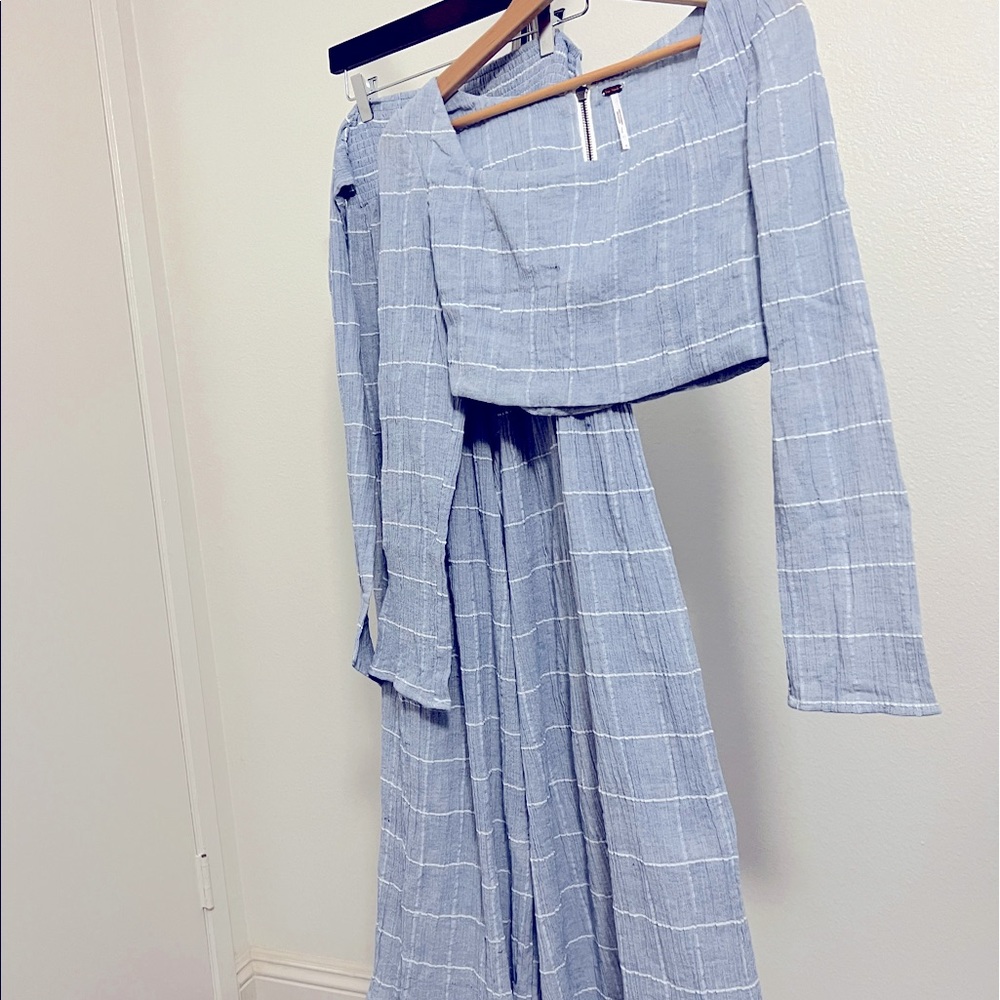 Free people crop top and high waist wide pants